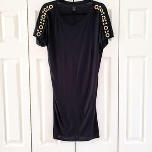 Alexandre Vauthier MSRP $1200 Grommet Studded Black Jersey Minidress FR36|US 6